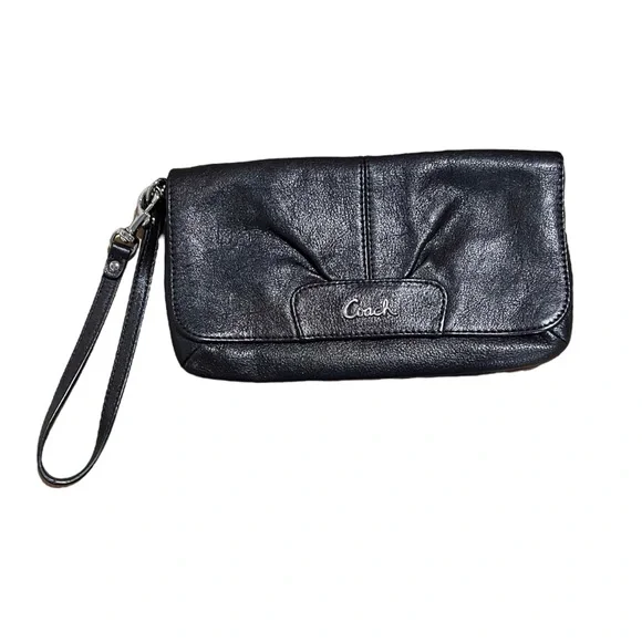 Coach Black Leather Wristlet with Detachable Strap - Picture 3 of 6